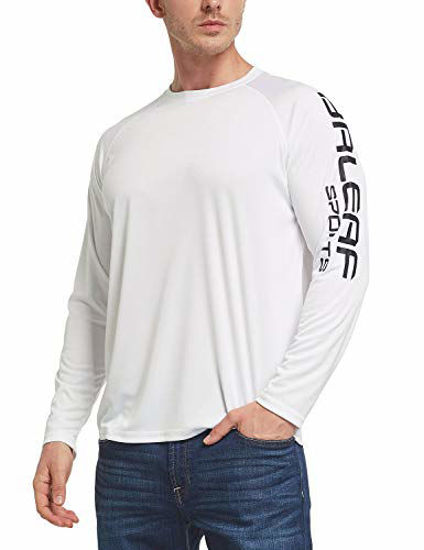 BALEAF Men's Long Sleeve Logo Fishing Shirts UPF 50+ Outdoor Running Hiking  Lightweight Quick Dry T-Shirt White Size XXL