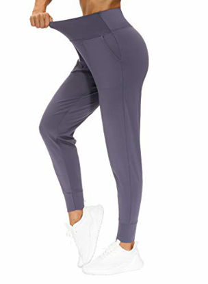 Picture of THE GYM PEOPLE Women's Joggers Pants Lightweight Athletic Leggings Tapered Lounge Pants for Workout, Yoga, Running (X-Large, Vintage Purple)