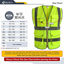 Picture of JKSafety 9 Pockets Class 2 High Visibility Zipper Front Safety Vest With Reflective Strips, Yellow Meets ANSI/ISEA Standards (Large)
