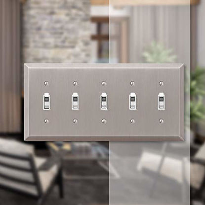 Picture of AMERELLE 163T5BN Century Quintuple Toggle Steel Wallplate in Brushed Nickel