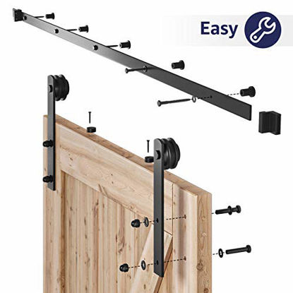 Picture of SMARTSTANDARD 6.6ft Heavy Duty Sturdy Sliding Barn Door Hardware Kit -Smoothly and Quietly -Easy to install -Includes Step-By-Step Installation Instruction Fit 36"-40" Wide Door Panel (I Shape Hanger)