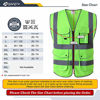 Picture of JKSafety 9 Pockets Class 2 High Visibility Zipper Front Safety Vest With Reflective Strips, Meets ANSI/ISEA Standards (Medium, Green)