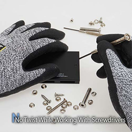 Black Guard Level 5 Cut Resistant Gloves KORECA EN388 Smart Touch 3D Comfort Stretch Fit Large Durable Power Grip Thin Machine Washable,1 Pair
