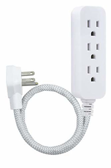 Picture of GE Designer 1 Ft. Power Strip, 3 Grounded Outlets, Flat Plug, Mini Cord, Premium, White , 45190