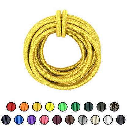Picture of SGT KNOTS Marine Grade Shock Cord - 100% Stretch, Dacron Polyester Bungee for DIY Projects, Tie Downs, Commercial Uses (3/8", 10ft, Yellow)