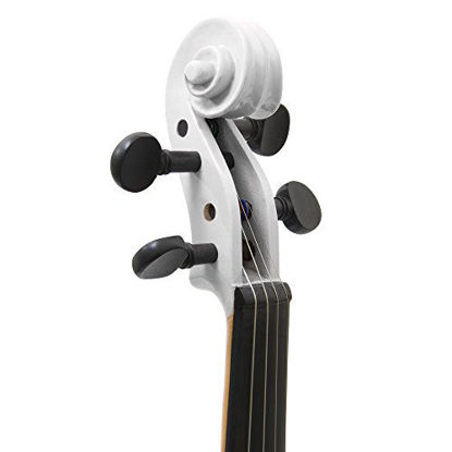 Picture of Mendini Full Size 4/4 MV-White Solid Wood Violin with Tuner, Lesson Book, Shoulder Rest, Extra Strings, Bow and Case