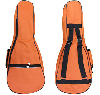 Picture of HOT SEAL Waterproof Durable Colorful Ukulele Cotton Case Bag with Storage (21in, orange)