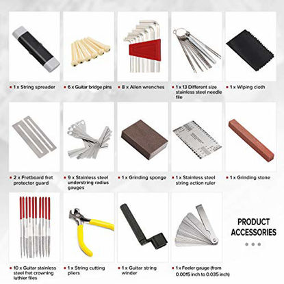 Picture of MIFOGE 45Pcs Guitar Repairing Maintenance Tool Kit with Carry Bag Large Care Set of Tools For Acoustic Guitar Electric guitar Ukulele Bass Banjo,Perfect Gift for Music or String Instrument Enthusiast