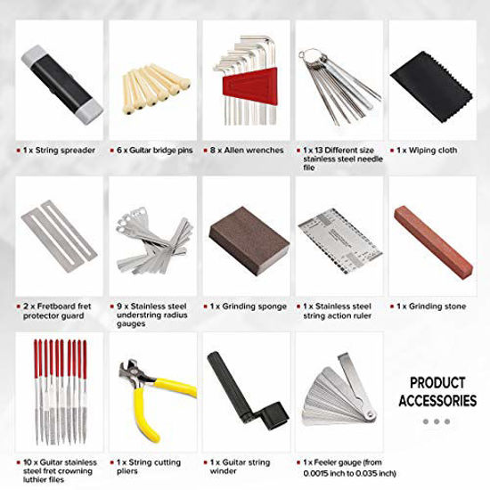 Picture of MIFOGE 45Pcs Guitar Repairing Maintenance Tool Kit with Carry Bag Large Care Set of Tools For Acoustic Guitar Electric guitar Ukulele Bass Banjo,Perfect Gift for Music or String Instrument Enthusiast