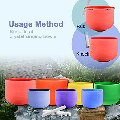 Picture of RYAN DVAN Forested Quartz Crystal Singing Bowl (7-12 inch 432 hz With Carrying Case, 7pcs Colors Singing Bowls)