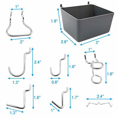 Picture of Pegboard Hooks Assortment with Pegboard Bins, Peg Locks, for Organizing Various Tools, 80 Piece