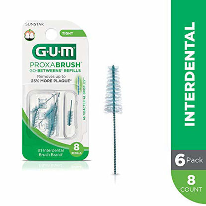 Picture of GUM - 10070942064122 Proxabrush Go-Betweens Interdental Brush Refills, Tight, 8 Count (Pack of 6)