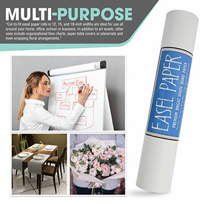Picture of White Art Easel Paper Roll (18 Inch by 175 Feet) - 100% Recyclable Non-Yellowing Arts and Crafts Bond Paper for Paper Tablecloths, Bulletin Board Backing and Wall-Mount Note Stations