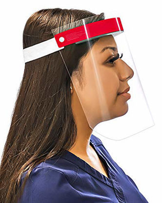 Picture of [48 Count] Unbranded Reusable Face Shields Ultra-Clear Anti-Fog Anti-Static Hypoallergenic Latex-Free Splash Protection, Red