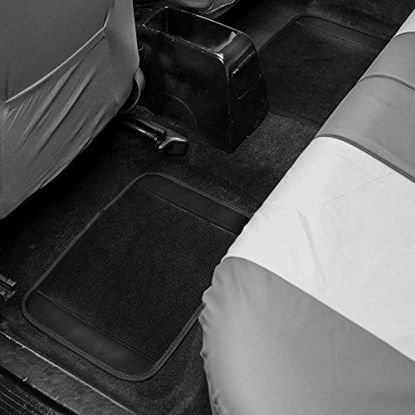 Picture of FH Group F14408BLACK Universal Fit Carpet Floor Mat (with Faux Leather for Cars, Coupes, Small SUVs), Black