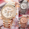 Picture of Luxury Unisex Crystal Diamond Watches Quartz Digital Calendar Rose Gold Silver Stainless Steel Watch (Rose Gold)