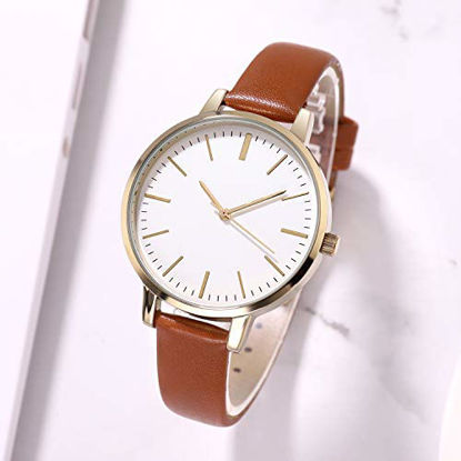 Picture of KIMOMT Women's Analog Casual Watch Wristwatch with Brown Leather Strap