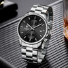Picture of GOLDEN HOUR Men's Watches with Silver Stainless Steel and Metal Casual Waterproof Chronograph Quartz Watch, Auto Date in Black Dial