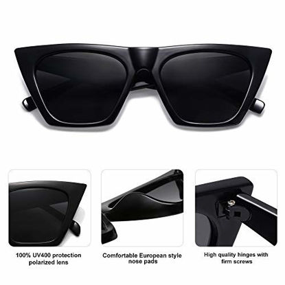 Picture of SOJOS Retro Square Cateye Polarized Women Sunglasses Trendy Style BELLA SJ2115 with Black Frame/Grey Lens
