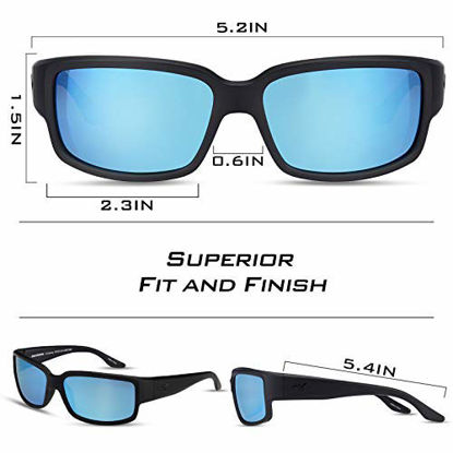 Picture of KastKing Skidaway Polarized Sport Sunglasses for Men and Women, Matte Blackout Frame, Smoke Base Ice Mirror