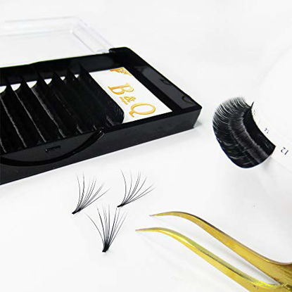 Picture of Easy Fan Lashes D-0.05-9 mm Volume Lash Extensions 9 to 25 mm Easy Fan Volume Lashes Blooming Lashes Automatic Flowering Eyelash Extensions(D-0.05-9)