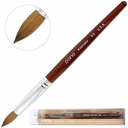 Picture of PANA 100% Pure Kolinsky Hair Bristles Acrylic Nail Brush Oval Crimped Shaped Mahogany Wood Handle Professional Salon Quality (Size 8, Mahogany)