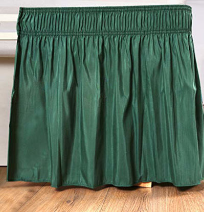 Picture of Biscaynebay Wrap Around Bed Skirts Elastic Dust Ruffles, Easy Fit Wrinkle and Fade Resistant Silky Luxrious Fabric Solid Color, Hunter Green for Queen Size Beds 15 Inches Drop
