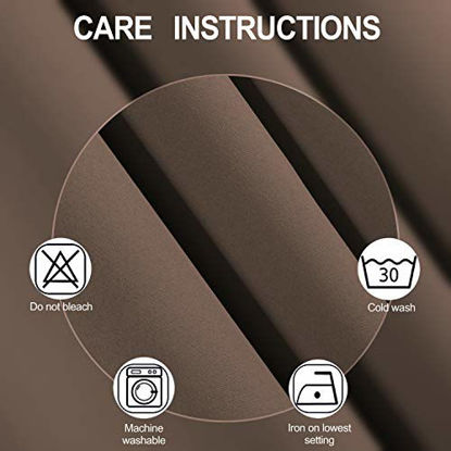 Picture of LEMOMO Chocolate Brown Thermal Blackout Curtains/38 x 63 Inch/Set of 2 Panels Room Darkening Curtains for Bedroom