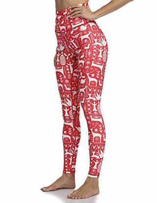 Picture of Colorfulkoala Women's High Waisted Pattern Leggings Full-Length Yoga Pants (S, Reindeer Snowflake)