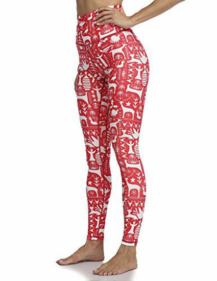 GetUSCart- Colorfulkoala Women's High Waisted Pattern Leggings Full-Length  Yoga Pants (S, Reindeer Snowflake)