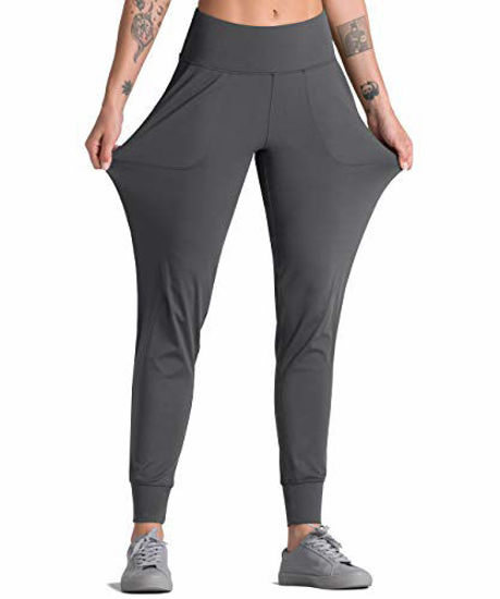 GetUSCart- Dragon Fit Joggers for Women with Pockets,High Waist Workout  Yoga Tapered Sweatpants Women's Lounge Pants (Joggers78-DarkGrey, Small)