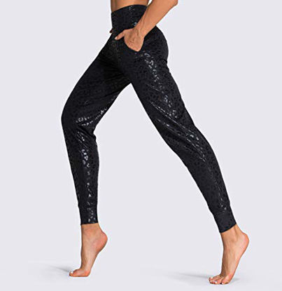 Picture of THE GYM PEOPLE Women's Joggers Pants Lightweight Athletic Leggings Tapered Lounge Pants for Workout, Yoga, Running (X-Small, Black Leopard)