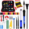Picture of Soldering Iron Kit - Soldering Iron 60 W Adjustable Temperature, Solder Wire, Tweezers, Soldering Iron Stand, Soldering Iron Tips Set, Desoldering Pump, Solder Wick, Heatshrink Tubes [110 V, US Plug]