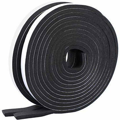 Picture of Weather Strip-2 Rolls, 1/2 Inch Wide X 1/4 Inch Thick Foam Seal Tape High Density Weatherstripping Self Adhesive Door Insulation Foam Rubber Seal Strip Total 26 Feet Long(13ft x 2 Rolls)