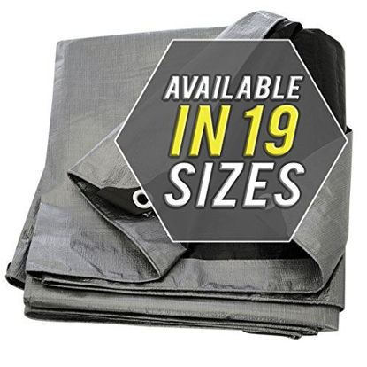 Picture of Tarp Cover 12X25 Silver/Black 2-Pack Heavy Duty Thick Material, Waterproof, Great for Tarpaulin Canopy Tent, Boat, RV Or Pool Cover!!