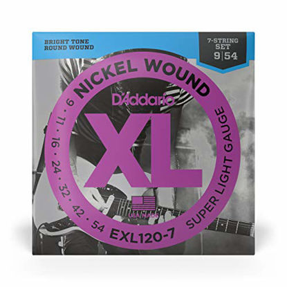 Picture of DAddario Nickel Wound Electric Guitar Strings, 1-Pack, Super Light, 7-String, 09-54