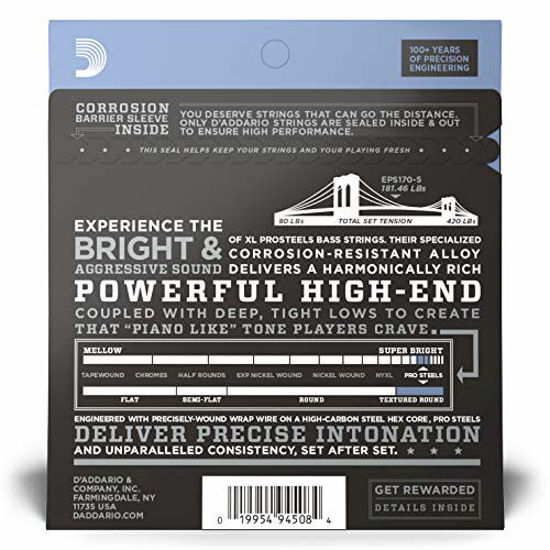 Picture of D'Addario EPS170-5 5-String ProSteels Bass Guitar Strings, Light, 45-130, Long Scale