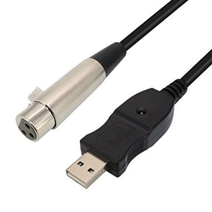 Picture of USB Microphone Cable 10Ft, Tanbin 3 Pin USB Male to XLR Female Mic Link Converter Cable Studio Audio Cable Connector Cords Adapter for Microphones or Instruments Recording Karaoke Singing (10ft)