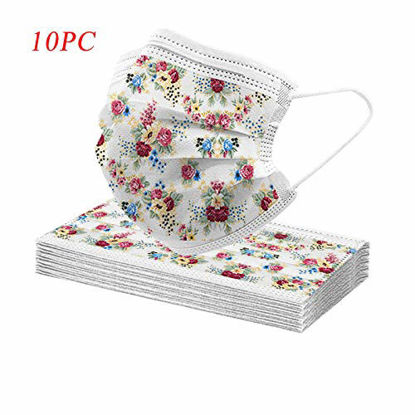 Picture of 50PC Floral Disposable Face Mask For Adults Women With Designs Cute Flower Print Paper Masks Full Face Cover Protections (B)