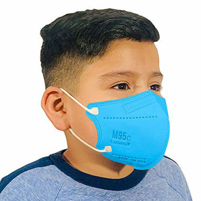 Picture of M95c FDA Premium Filtration 5-Layer Face Mask 5-Ply Disposable Kids Design Made in the USA 50 Pack (50, Sapphire Blue)