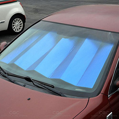 Picture of Motor Trend Front Windshield Sun Shade - Accordion Folding Auto Sunshade for Car Truck SUV - Blocks UV Rays Sun Visor Protector - Keeps Your Vehicle Cool - 58 x 24 Inch (Blue)