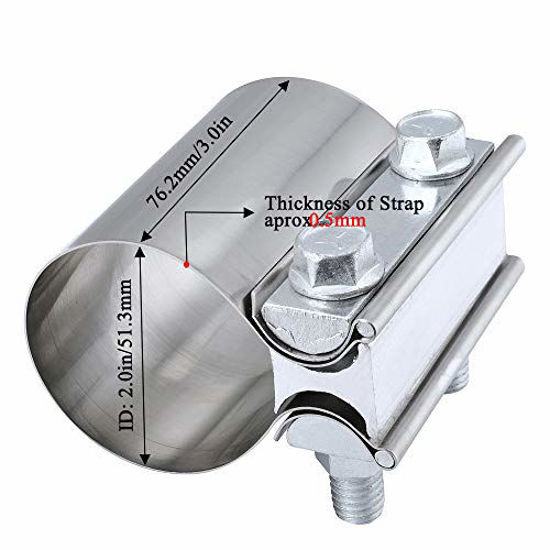 BATONECO 5 Inch Butt Joint Exhaust Seal Band Clamp,Exhaust Band Clamp T304 Stainless Steel Universal 2 Packs Metallic - View #3