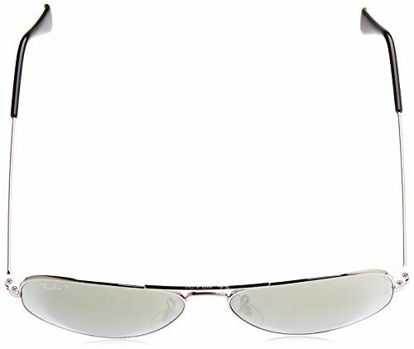 Picture of Ray-Ban RB3025 Classic Aviator Sunglasses, Silver/Green/Silver Mirror Polarized, 58 mm