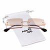 Picture of ADE WU Rectangle Sunglasses For Women,Fashion Sheer Pink,Blue Lens,Rimeless Glasses Trendy