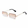Picture of ADE WU Rectangle Sunglasses For Women,Fashion Sheer Pink,Blue Lens,Rimeless Glasses Trendy