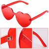 Picture of 2 Pieces Heart Shape Rimless Sunglasses Transparent Candy Color Frameless Glasses Love Eyewear (Red)