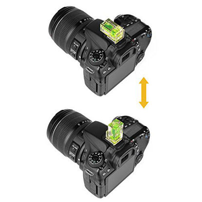 Picture of Hot Shoe Level, ChromLives Camera Bubble Level Hot Shoe Bubble Level Combo Pack 3 Axis 2 Axis 1 Axis Compatible with DSLR Film Camera Canon Nikon Olympus (4Pack)