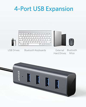 Picture of Anker USB C Hub, Aluminum USB C Adapter with 4 USB 3.0 Ports, for MacBook Pro 2018/2017, ChromeBook, XPS, Galaxy S9/S8, and More