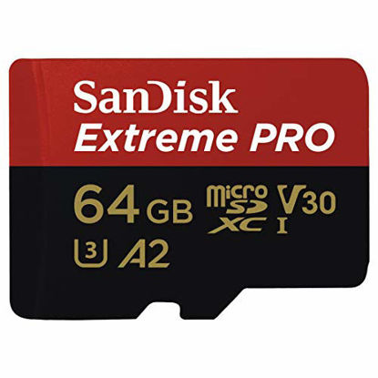 Picture of SanDisk Extreme Pro MicroSDXC UHS-I U3 A2 V30 64GB + Adapter