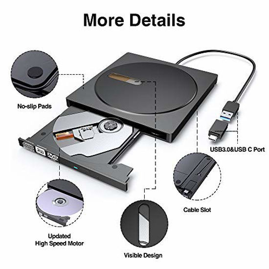 GetUSCart VersionTECH. External CD DVD Drive, USB 3.0 Type C Ultra